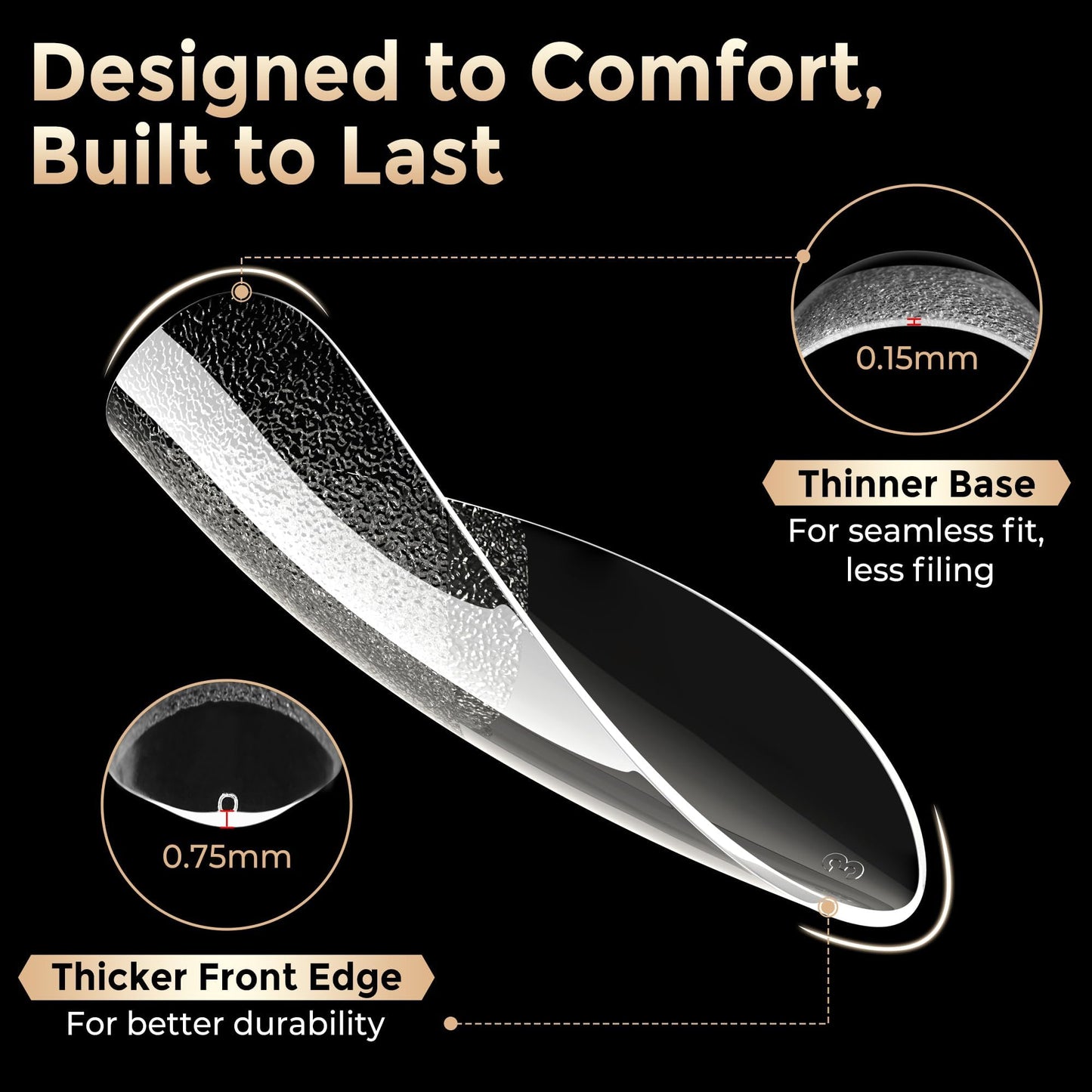 Medium Stiletto Nail Tips: 504pcs Full Cover Soft Gel Nail Tips, 12 Sizes Pre-Etched Half Matte Clear Stiletto Press on Nails No C Curve For Nail Extensions Home Salon