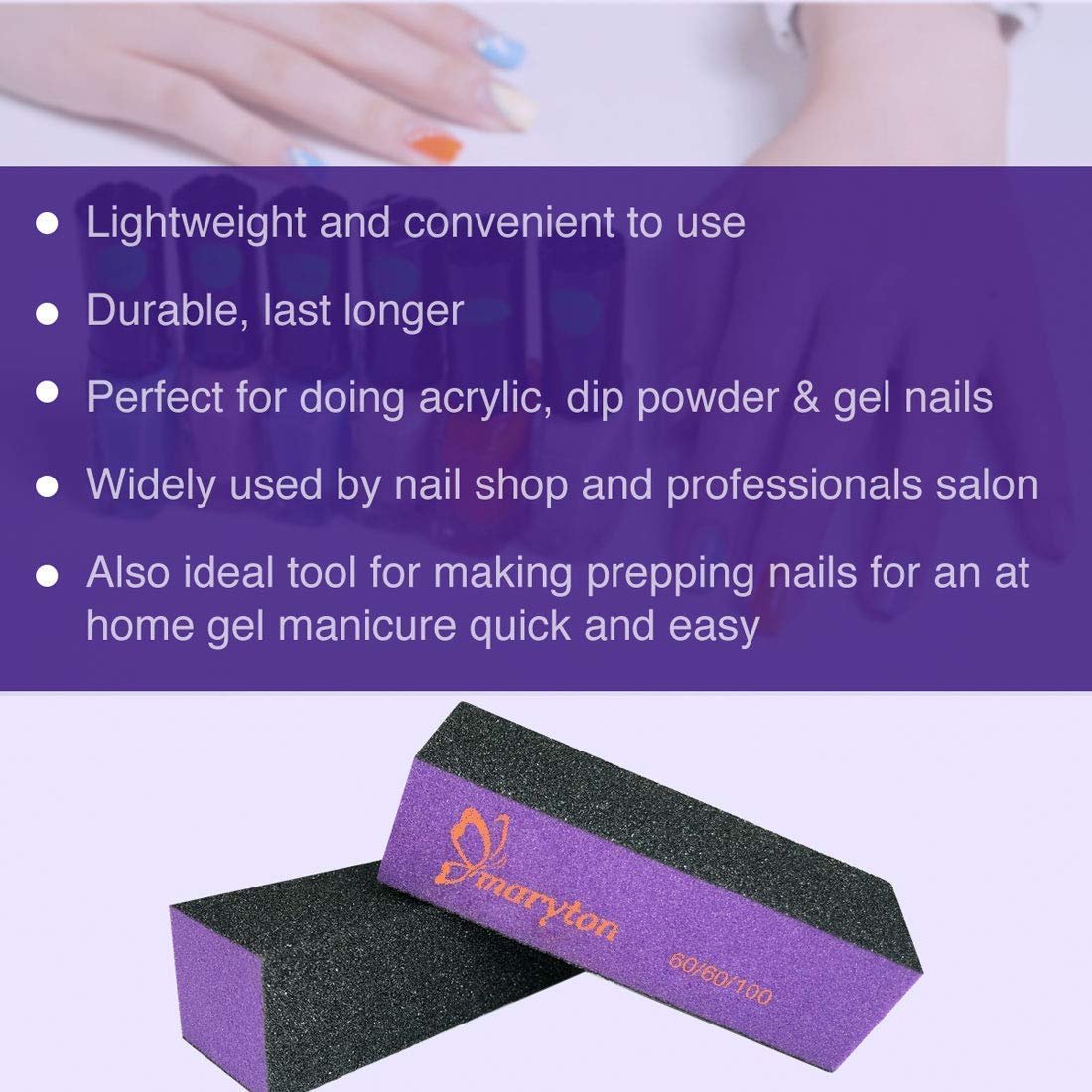 Nail Files and Buffers, 10 PCS Nail Buffer Blocks and 12 PCS Nail Files Manicure Tools Set for Acrylic Nails