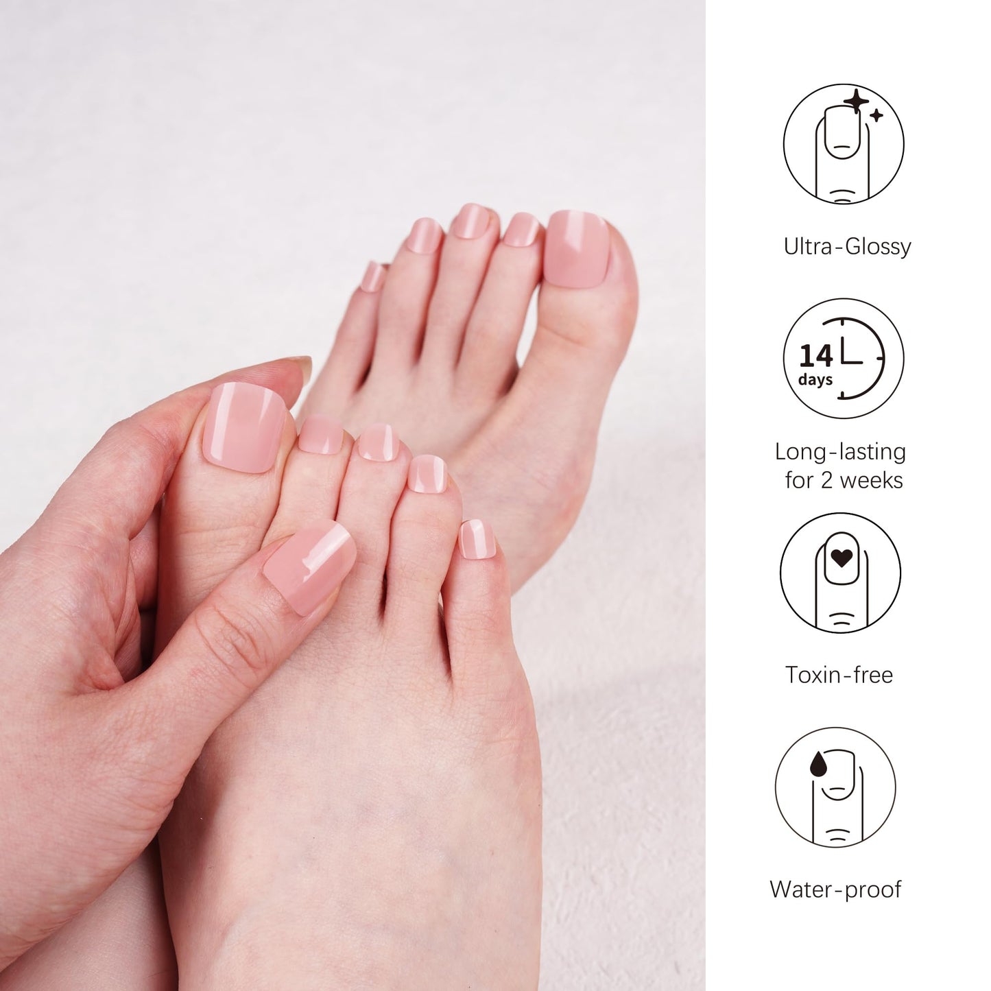 DANNI & TONI Semi Cured Gel Toenail Strips (Tint Nude) Natural Toenail Stickers Gel Pedi Wraps 37 Stickers
