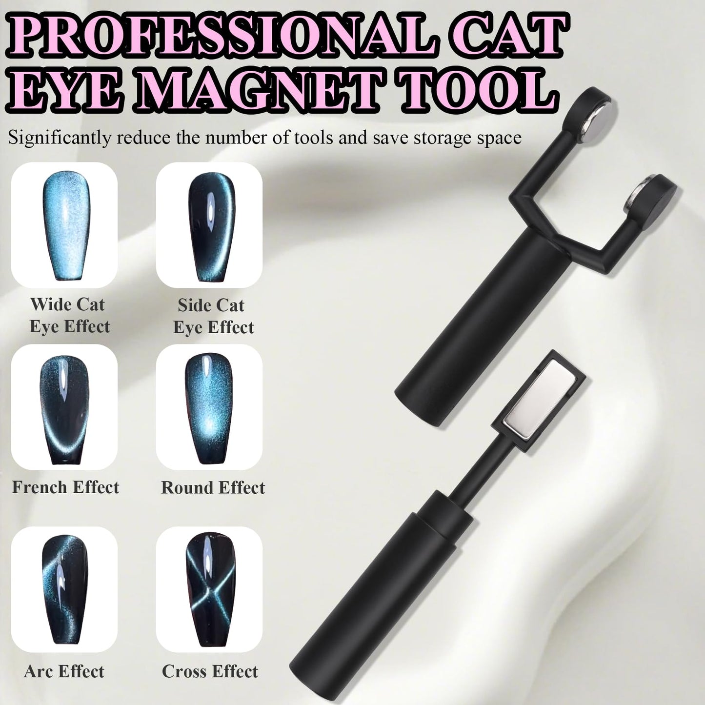 Plman 3 in 1 Y-Shaped Cat Eye Nail Magnet, Double Head Cat Eye Gel Nail Polish Magnet, Detachable Nail Magnet Tool with Nail Magnet Guides, Nail Magnetic Pen for Nail DIY at Home (Y-Shaped Set-Black)