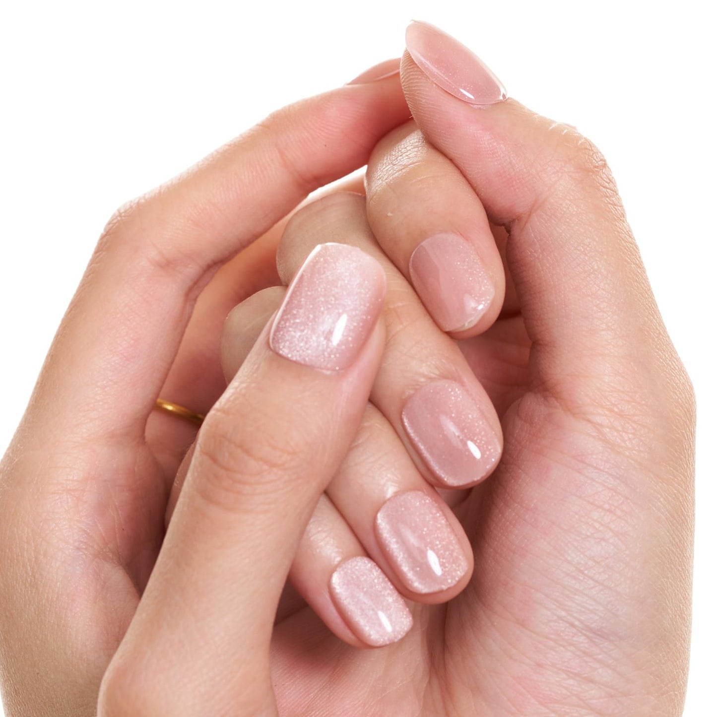 GLAMERMAID Nude Pink Cat Eyes Short Press on Nails, Spring Summer Extra Short Squoval Glue on Nails for Women, Square Soft Gel Fake Nails, Round Reusable Acrylic False Nails Manicure Kit for Women