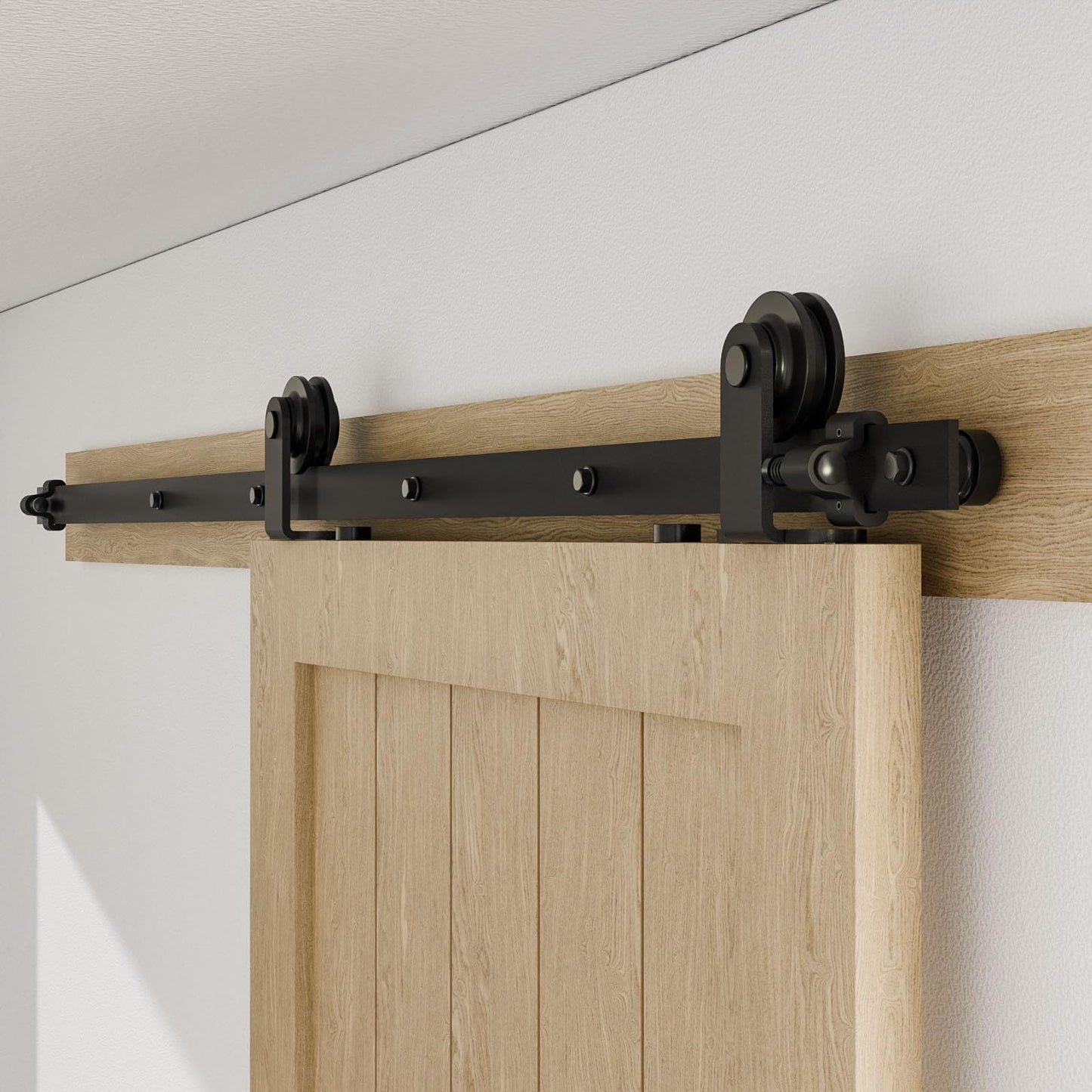 BONIKLUBA 72" Sliding Barn Door Hardware Kit,Heavy Duty Top Mount Barn Door Track Kit,Black T Shape Hanger Set for Single Door Use