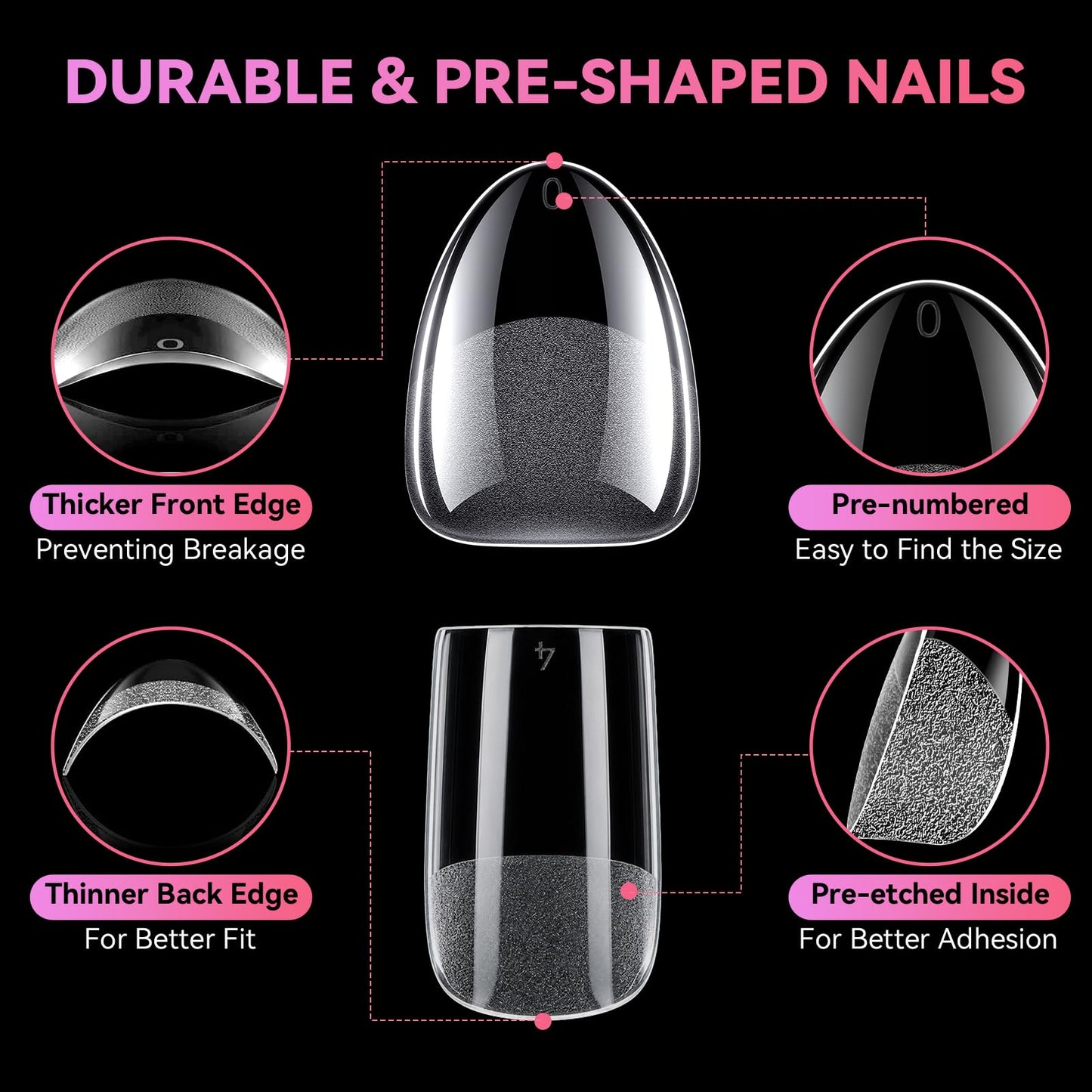 Makartt 420Pcs Short Oval & Square Nail Tips: 2 Shapes Clear Full Cover Fake Nails with 15 Sizes, Pre-Etched Inside Soft Gel Nail Tips for DIY Press On Nails, Short Nail Extensions DIY at Home