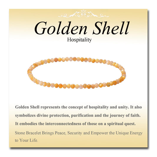 MASSIVE BEADS Natural Genuine Gemstone Beads Healing Crystal Chakra Reiki Jewelry Faceted Round Beads Bracelets (Golden Shell, 3mm)