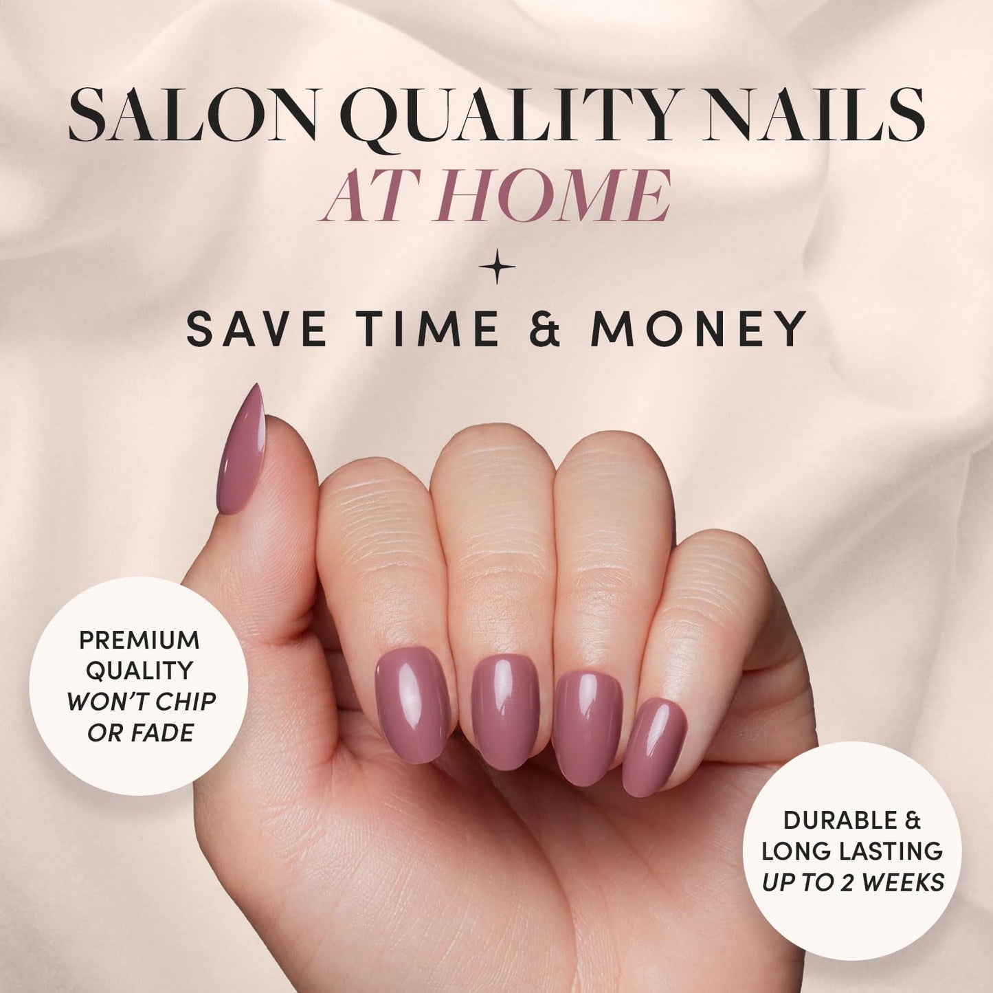 Glamnetic Press-On Nails Bundle - Fall Mauve & Berry Maroon | Opaque Muted Blush Mauve Short Oval False Nails | Opaque Dark Red Maroon Short Round False Nails | Reusable Nail Kit with Glue