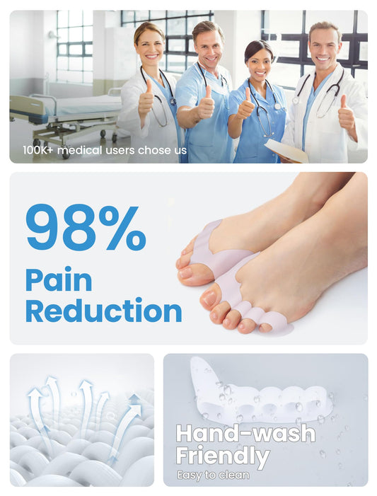 Habioer Toe Separators for Women - Podiatrist Recommended, Toe Spacers for Men, Breathable Bunion Corrector, Plantar Fasciitis(1 Pair)