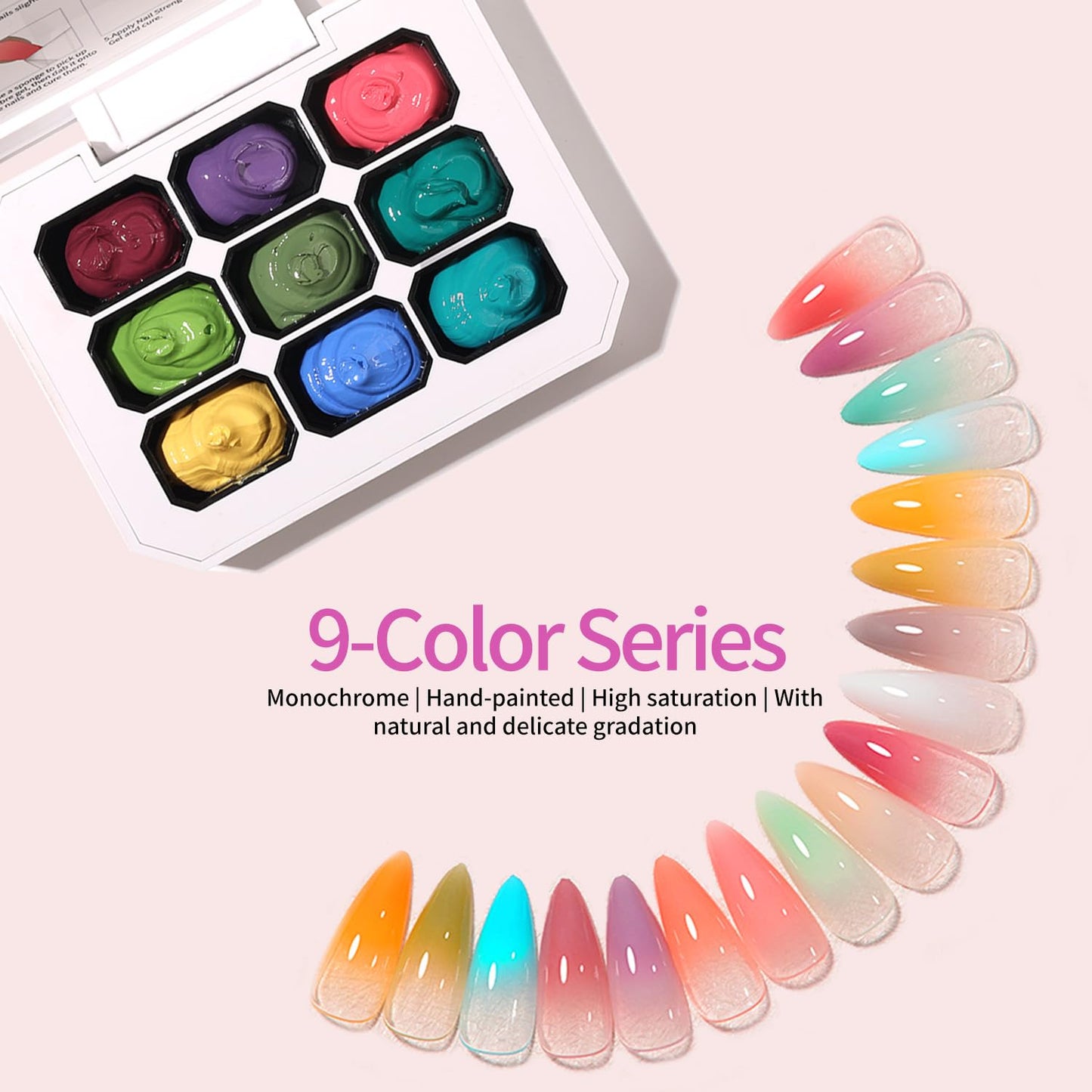 AOBOO Ombre Gel Polish Nail Sponges for Ombre 9 Series Colorful Blush Effect Pat Painting Gradient Blooming gel ombre & pat paint for nails Multistyle French Manicure Nail Art DIY Home (A7, 1)