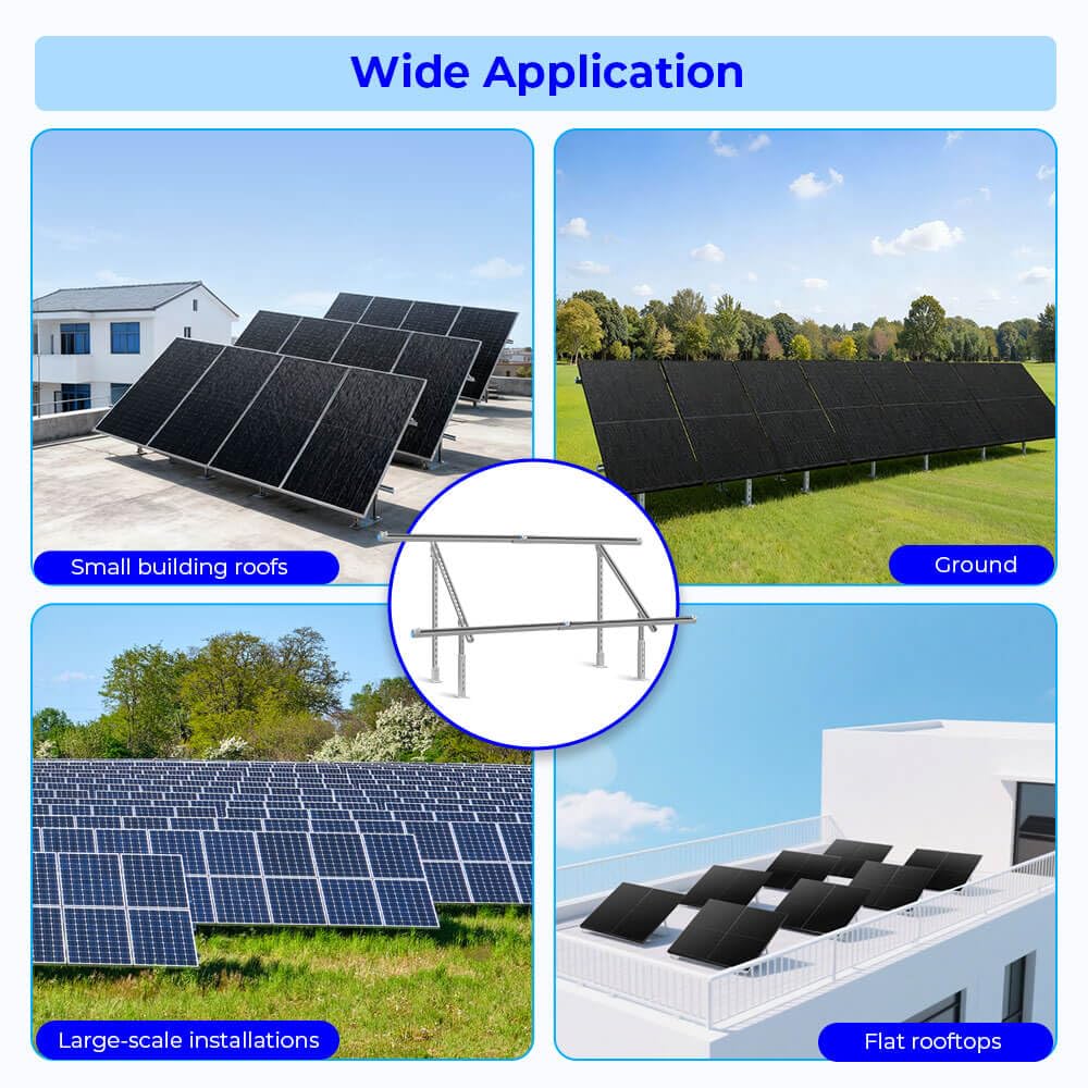 SUNGOLDPOWER Solar Panel Ground Mount Bracket,Adjustable Tilt & Expandable Solar Mount Bracket Kits for 2pcs 300W/450W/500W/550W/560W/590w Solar Panels,for Ground,Farm,Backyard,Off-Grid System