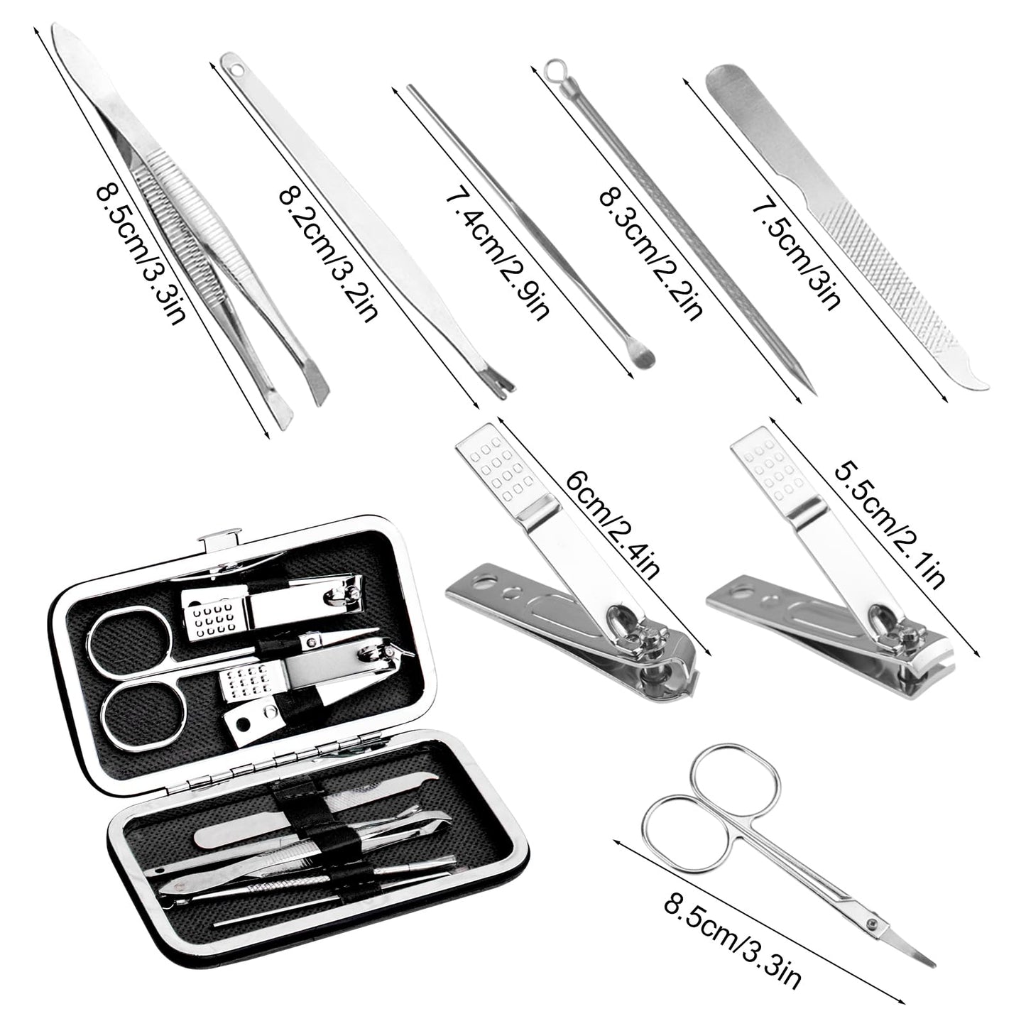 Manicure Kit Bulk, Nail Clippers Set Stainless Steel Fingernail Clippers Set, Sturdy Nail Tip Cutter Trimmers Professional Grooming Toenail Clippers Personal Pedicure Kits Gift (24 Count 8 in 1)