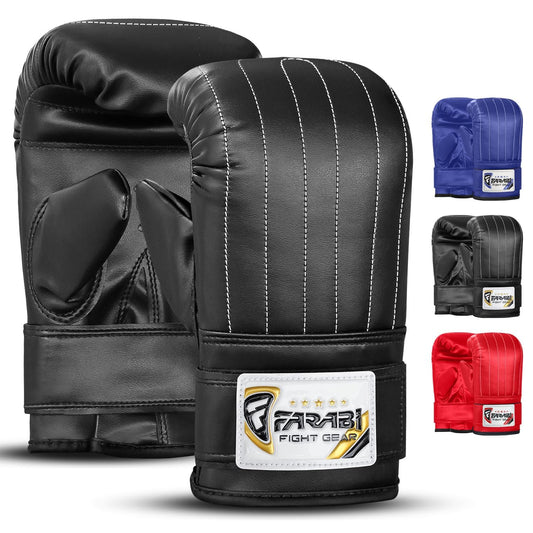 Farabi Sports Punching Bag Gloves - Heavy Bag Mitts for Men and Women - Boxing, MMA, Muay Thai, Kickboxing, Sparring, Focus Pads (Black, M)