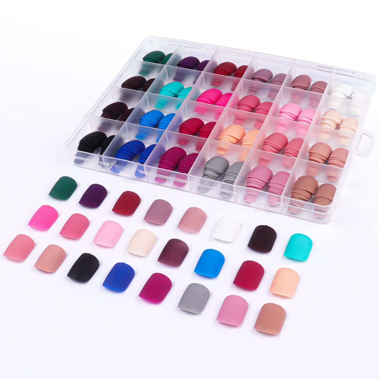 Press On Nails - LADYING 576 Pc Square Matte Full Cover False Nails, 24 Colors, DIY Kit, Includes Nail File and Adhesive Tabs