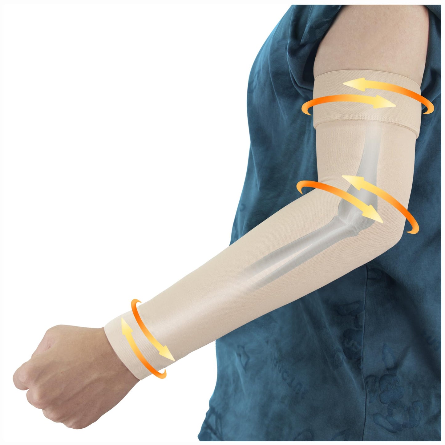 Hiball Lymphedema Medical Compression Arm Sleeve for Men Women, 20-30 mmHg Graduated Compression Full Arm Support with Silicone Band, Long Circulation Pressure Arm Brace for Arthritis, Bursitis, Edema