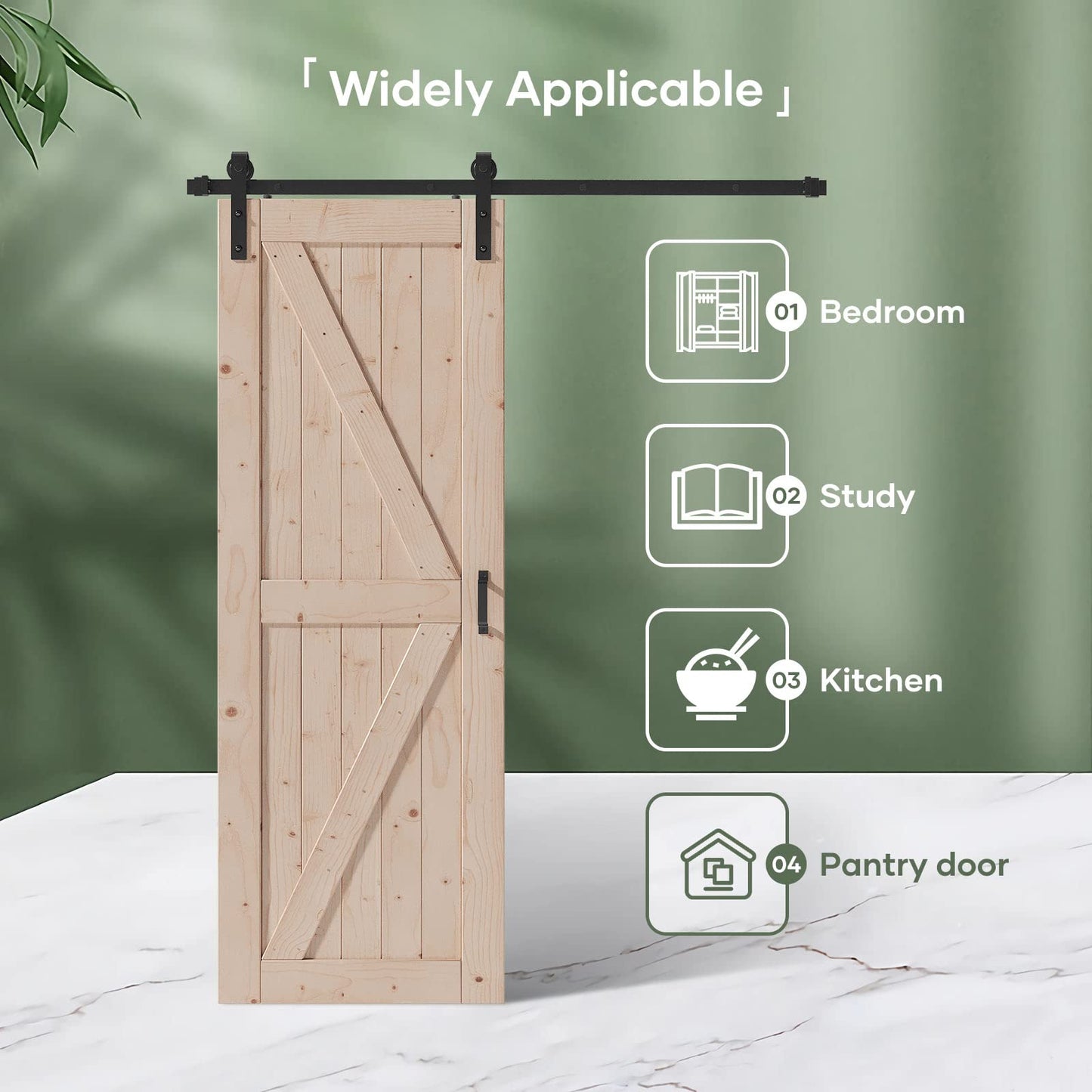 FREDBECK 32in x 84in Sliding Barn Door with 5.5FT Barn Door Hardware Kit Included Wood K Shape Solid Spruce Panel Need to Assembly