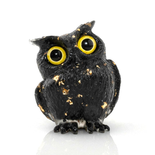 PinpinPony Owl Statue, Natural Gemstones Decor for Home Office, Shelf Display Figurine, Handcrafted Unique Owl Sculpture(Black)