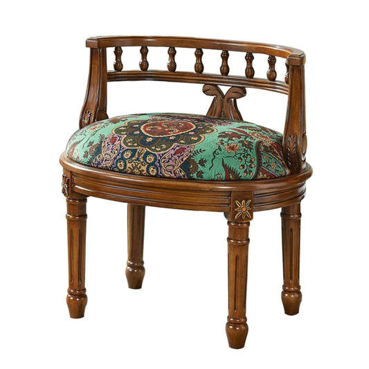 GAZOGJ Retro and Elegant Piano Bench,Low Back Vanity Stool with Exquisitely Carved Solid Wood Stool Legs,Thick Padded Cushioned Keyboard Bench