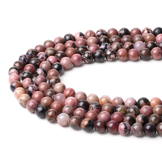 NUKAYAI Natural Black Line Rhodolite Stone Beads 100Pcs 8mm Crystal Beads Loose DIY Round Stone Bead for Bracelet Necklace Earrings Making