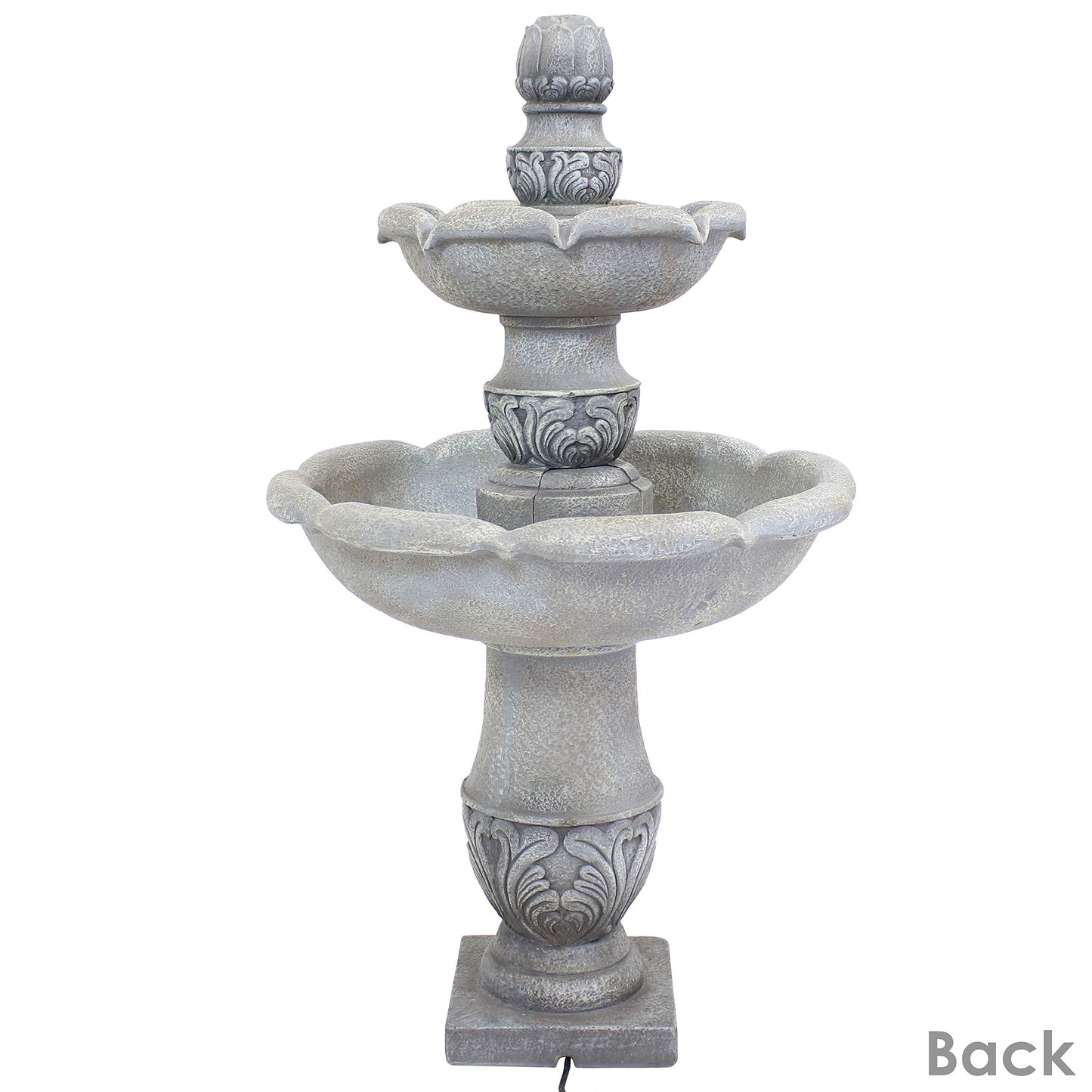 Sunnydaze 50-Inch 2-Tier French Garden Outdoor Water Fountain - Glass Fiber Reinforced Concrete Construction - Dusty Gray