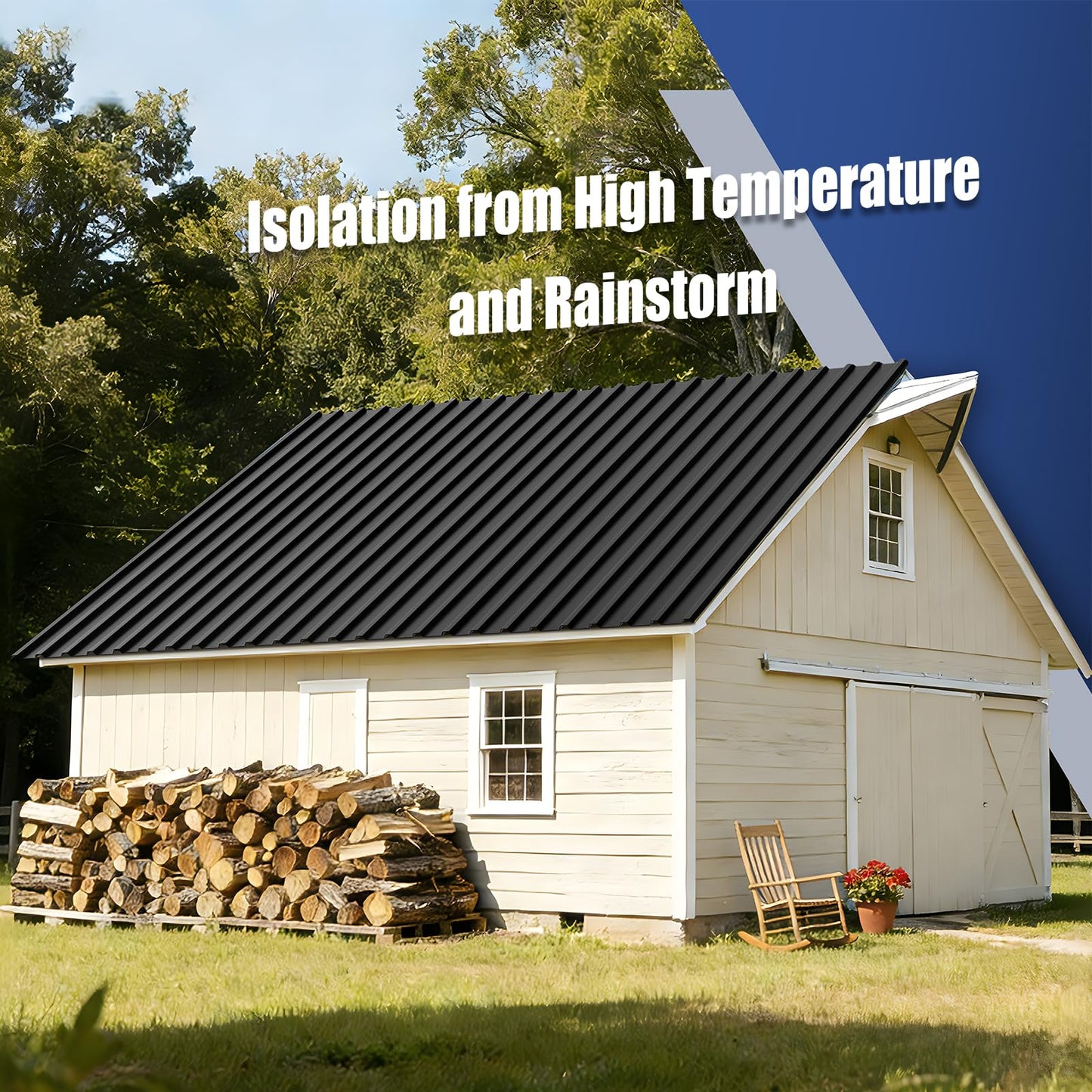 Brakki Metal Roofing Panels 10pcs 52.4 ft², L42.52"xW17.72" Black Corrugated Galvanized Steel Roof Panels with Screw, Heavy Duty Metal Siding Suitable for Garages Chicken Coop Sheds Stables Patio