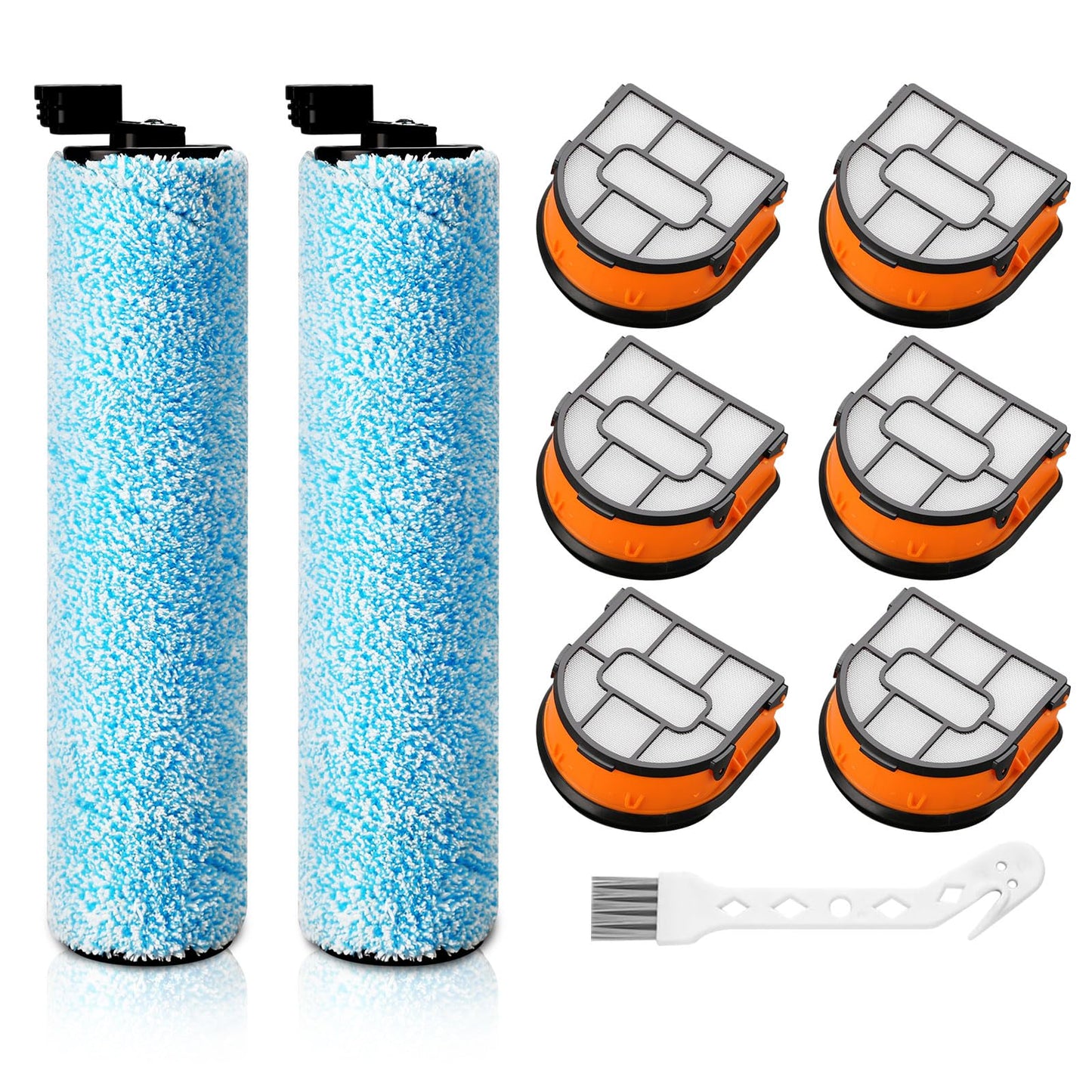 WD161 Roller and Filter For Shark HydroVac MessMaster Wet Dry Vacuum Cleaner WD161 WD261 AW261 (2 Brush 6 Foam Filter Kit)
