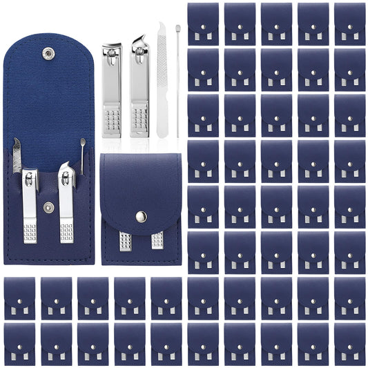 Geosar 50 Set Travel Manicure Kit Bulk Professional Nail Clippers Pedicure Nail Care Tools Grooming Stainless Steel Set with Portable Travel Case, Gift for Christmas Men Women(Navy Blue)