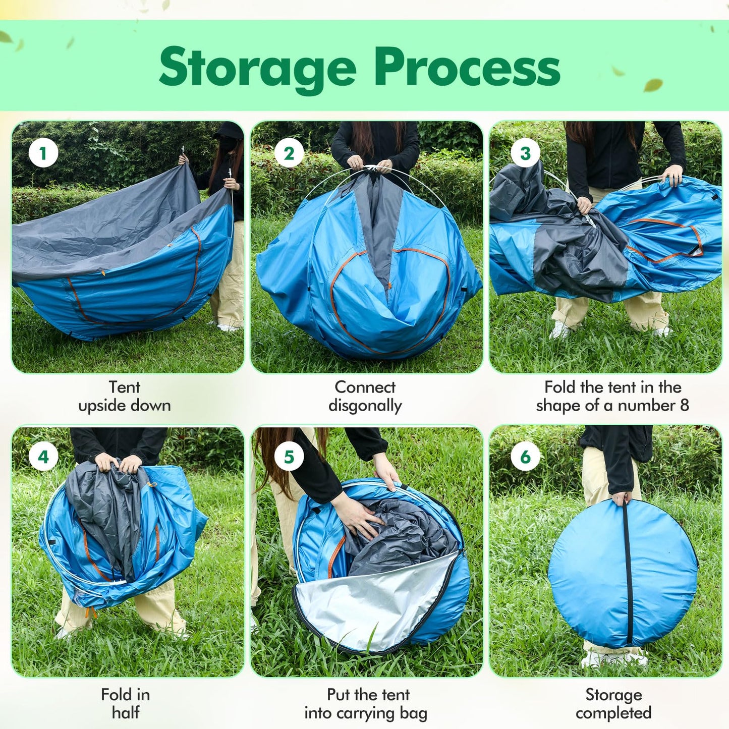 Woanger 6 Pack Bulk 2 Person Camping Tents for Homeless Lightweight Outdoor Tent with Rain Fly and Carrying Bag, Waterproof Windproof Setup Pop Up for Homeless Camping Backpacking(Blue Green)