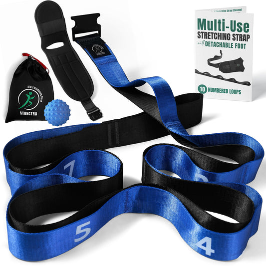 Stretch Strap with Loops Physical Therapy - Full Body Exercise Straps for Stretching with Detachable Foot - Leg & Calf Stretcher for Plantar Fasciitis, Physical Therapy, Pain Relief, and Flexibility