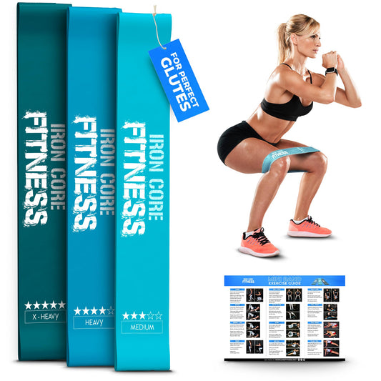 Latex Mini Loop Resistance Bands for Working Out – Medium to X-Heavy Resistant Levels Workout Bands – Elastic Band for Women – Perfect for Glute, Thigh, Legs, and Physical Therapy Exercises 3 Pack