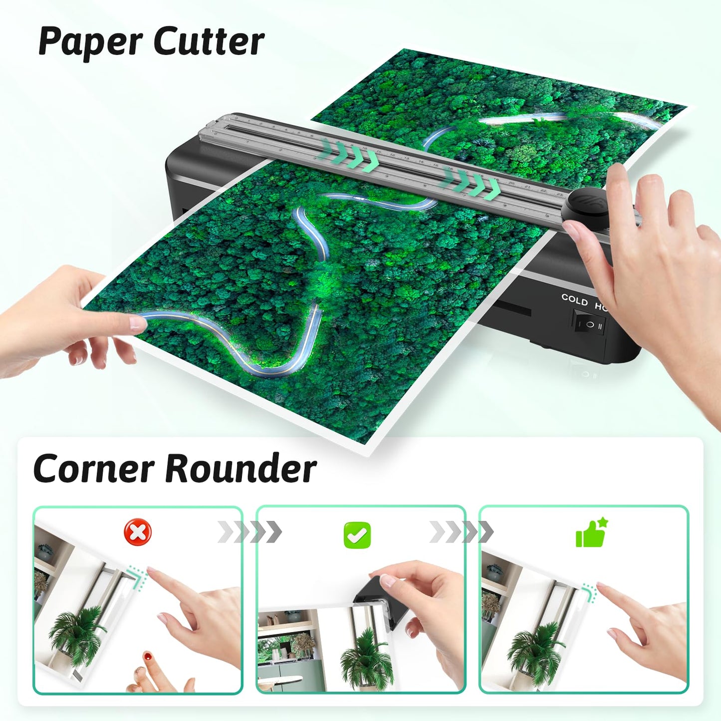 Laminator Machine 9 Inch Laminating Machine - A4 Cold Thermal Laminator Machine with Laminating Sheets, 8.5 x11 Personal Laminators for Teachers 90s Warm up, A4/A5/A6 Laminators for School Home