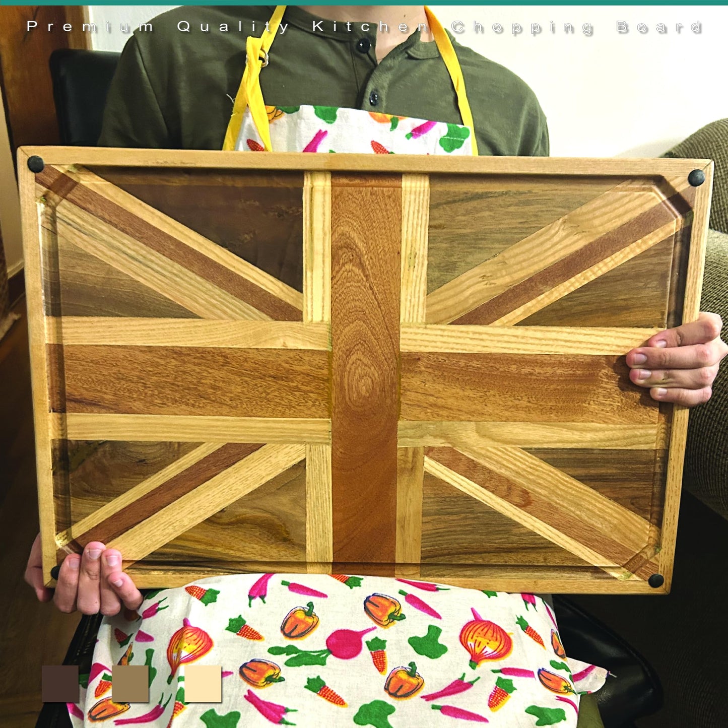 Cutting Board, 21x 13 x 1.5 inches, Solid Wood Cutting Board With Non-Slip Feet, Multipurpose Juice Groove Board with Back Plate Kitchen decor Organic Wood Edge Grain