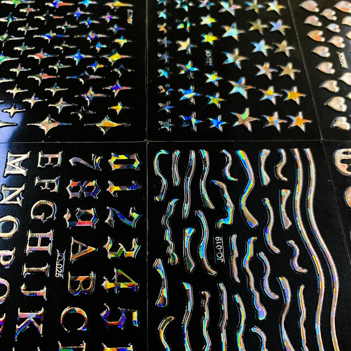 30 Sheet Aurora Star Nail Art Stickers Silver 3D Self-Adhesive Laser Line Nail Decals Holographic Sliver Nail Stickers for Shiny Design Acrylic Nail Supplies DIY Decoration for Women Girls