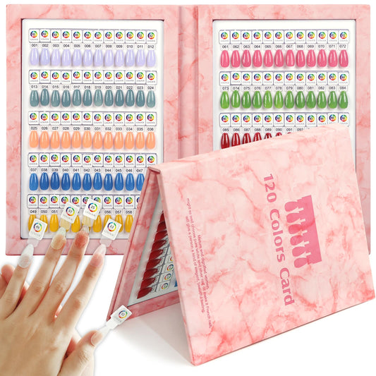 C12rtive 120 Magnetic Nail Color Book,Leather Magnetic Color Display Book with 120 Magnetic Tips & 1-120 Number Labels,Perfect for Nail Polish Nails Art Design(Pink)