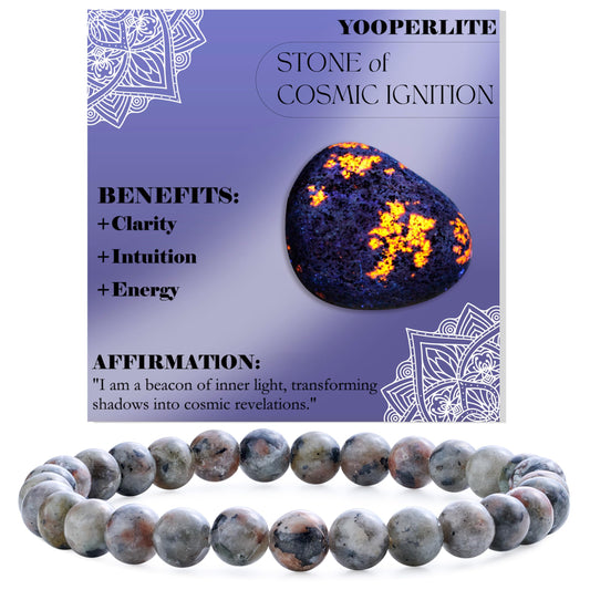 Bivei Yooperlite -Cosmic Ignition-6mm Beaded Bracelets for Women Handmade Semi Precious Natural Stone Stretch Elastic Jewelry for Women Yoga Protection Gifts