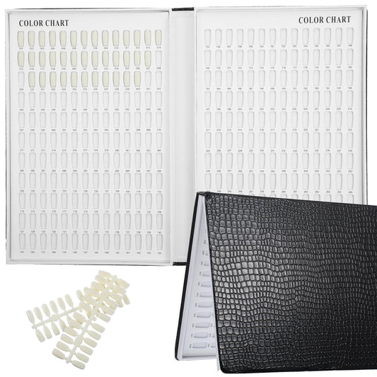 Professional 308 Nail Colors Chart, Black Polish Display Card Book, Nail-Art Salon Display Booklet, Nail Color Swatch Practice Card Design Board