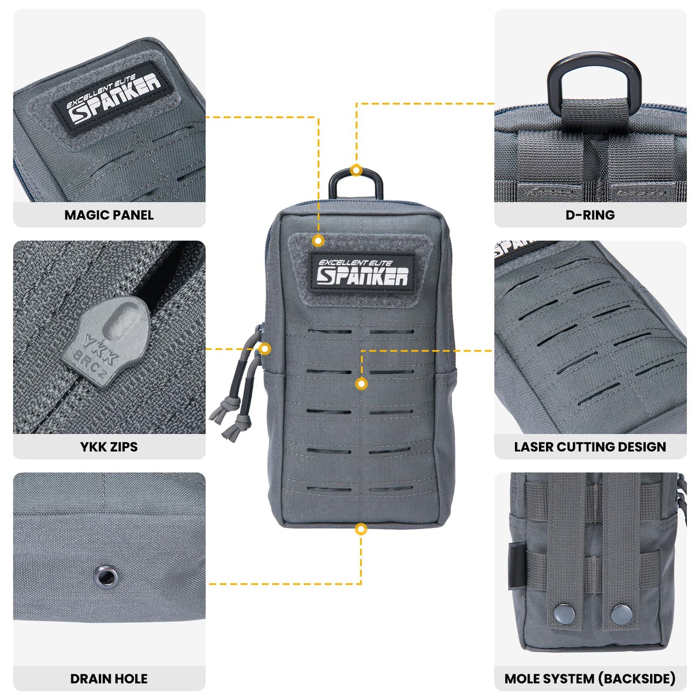 EXCELLENT ELITE SPANKER Tactical MOLLE Pouch EDC Utility Pouches Gadget Organizer Phone Holder Waist Bag Tool Pouch(Grey)