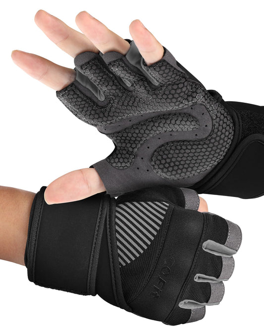 COFIT Breathable Workout Gloves, Antislip Weight Lifting Gym Gloves for Men Women with Wrist Wrap Support, Superior Grip & Palm Protection for Weightlifting, Fitness, Exercise, Training - Black L