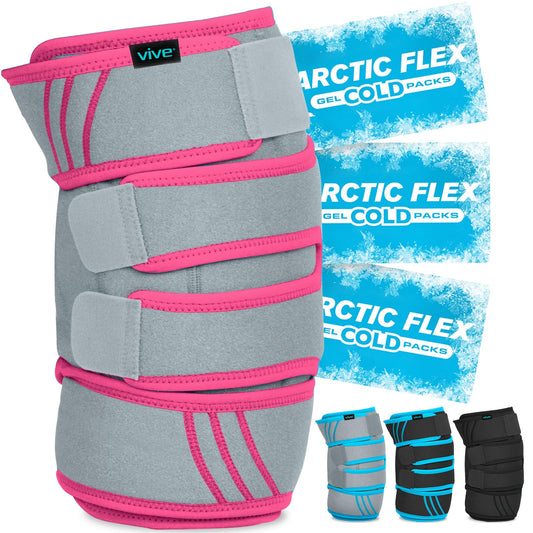 Vive Knee Ice Pack Wrap - Cold/Hot Gel Compression Brace - Heat Support Strap for Arthritis Pain, Tendonitis, ACL, Athletic Injury, Osteoarthritis, Women, Men, Running, Meniscus and Patella Surgery