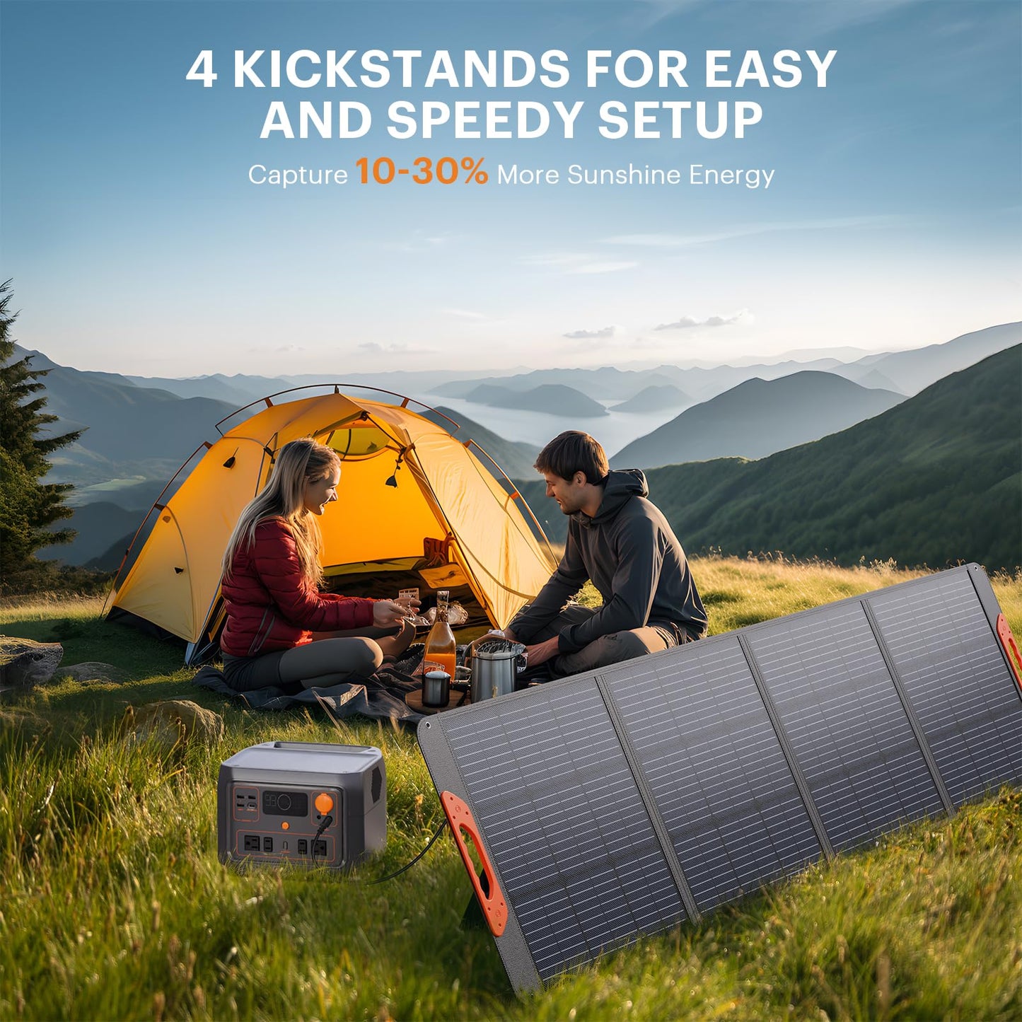 ZOUPW 200W Portable Solar Panel for Power Station,23.5% Efficiency Mono Foldable Solar Charger with 4 Kickstands for Jackery 1000 V2/Bluetti/EcoFlow/Anker,IP67 Waterproof for Camping RV Home Backup
