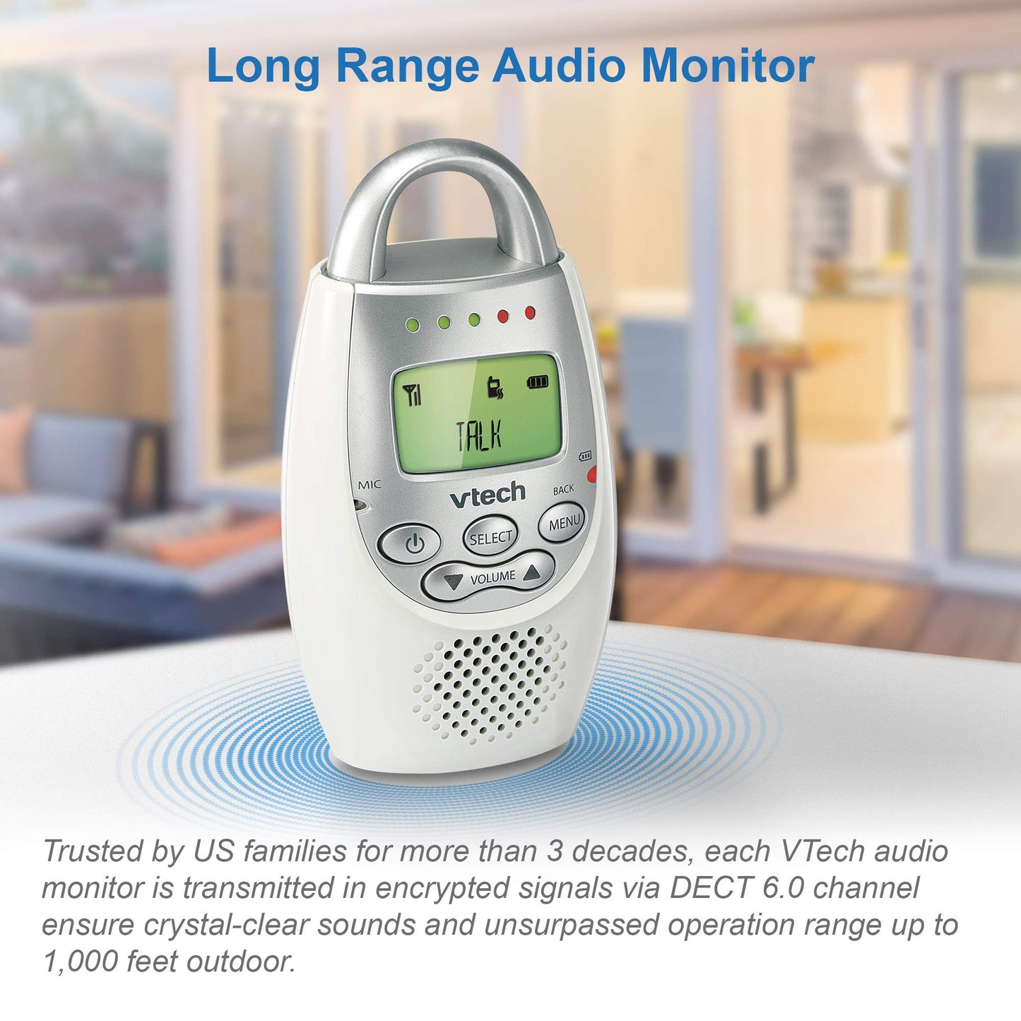 VTech DM221-2 Audio Baby Monitor with up to 1,000 ft of Range, Vibrating Sound-Alert & DM221 Audio Baby Monitor with up to 1,000 ft of Range, Vibrating Sound-Alert, Talk Back Intercom