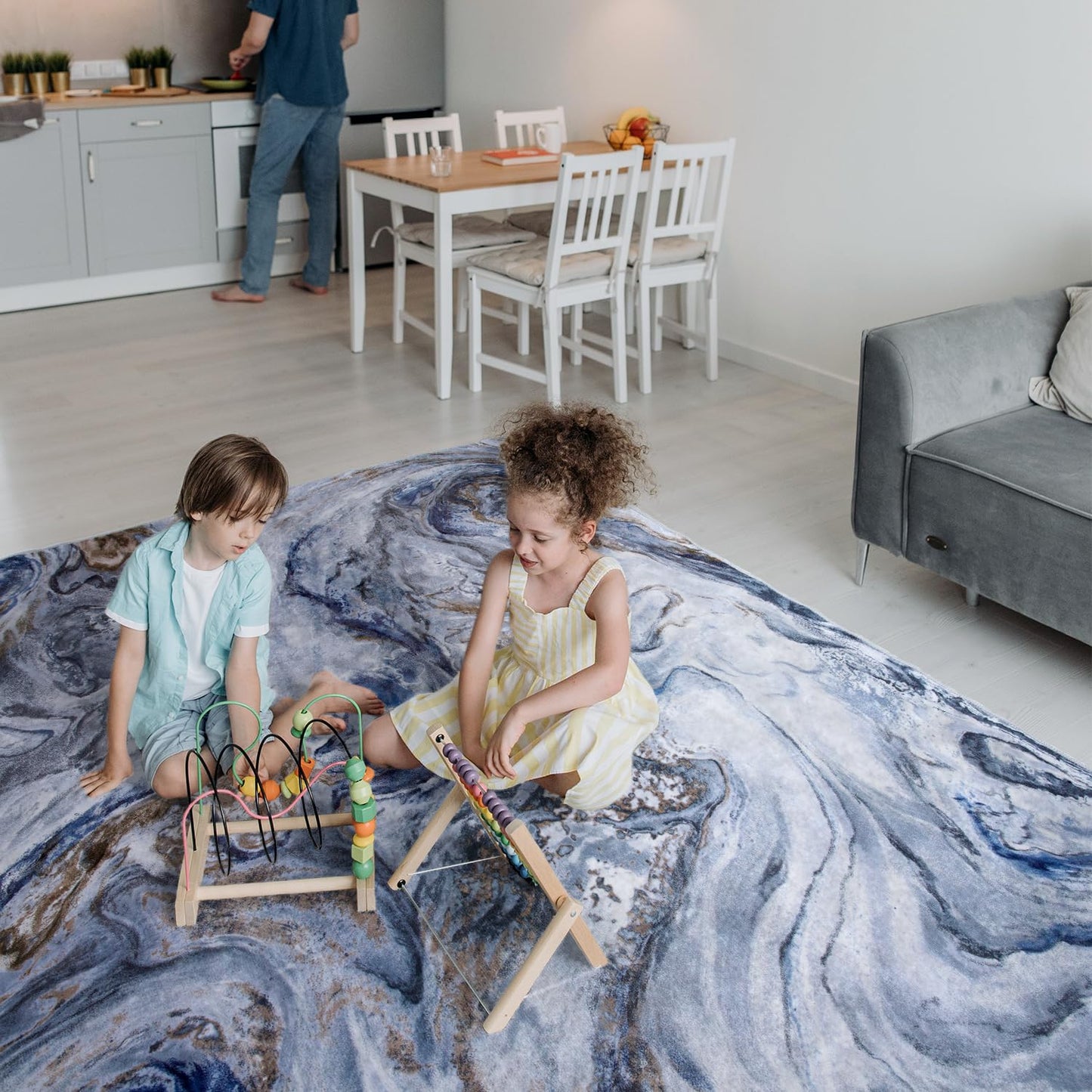 8x10 Area Rugs for Living Room, Modern Abstract Rug for Bedroom, Contemporary Machine Washable Rug, Large Stain Resistant Carpet for Dining Room Playroom Home Office, Pet & Kids Friendly