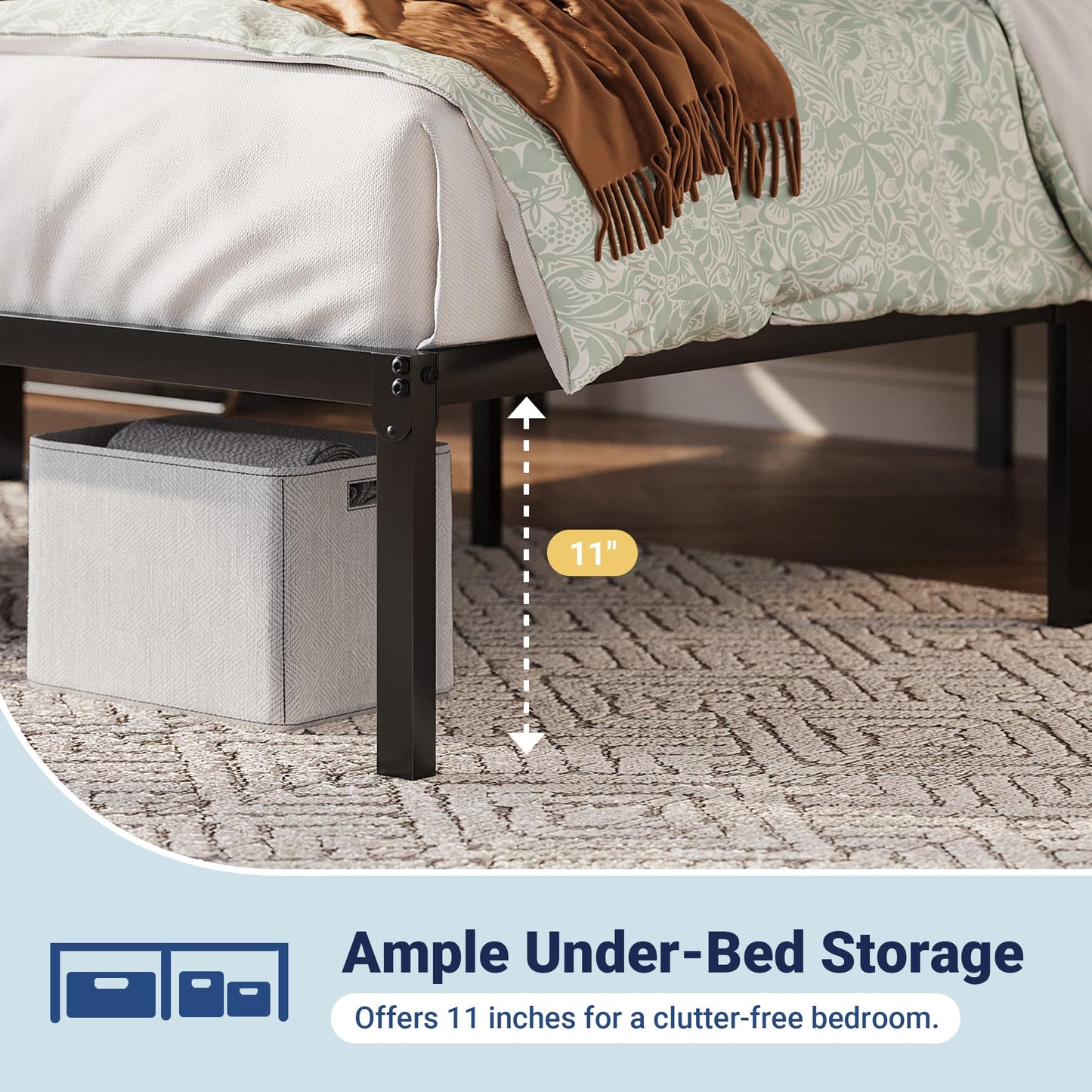 Allewie Queen Bed Frame, 12 Inch Metal Platform Beds with Storage Space, No Box Spring Required and Easy Assembly, Black