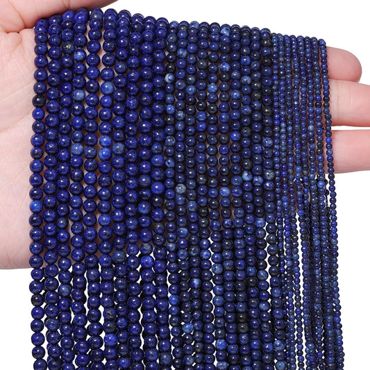 Songxi 90pcs 4mm Lapis Lazuli Natural Round Stone Beads for Jewelry Making, Smooth Loose Small Gemstone Beads for Bracelets Necklace, Chakra Stones with Energy Power