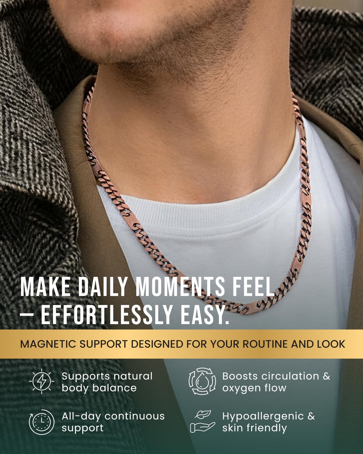 MagnetRX Copper Magnetic Necklace - Effective Necklace for Men and Women - 99.9% Pure Copper Chain with Magnets (20.0 Inches)