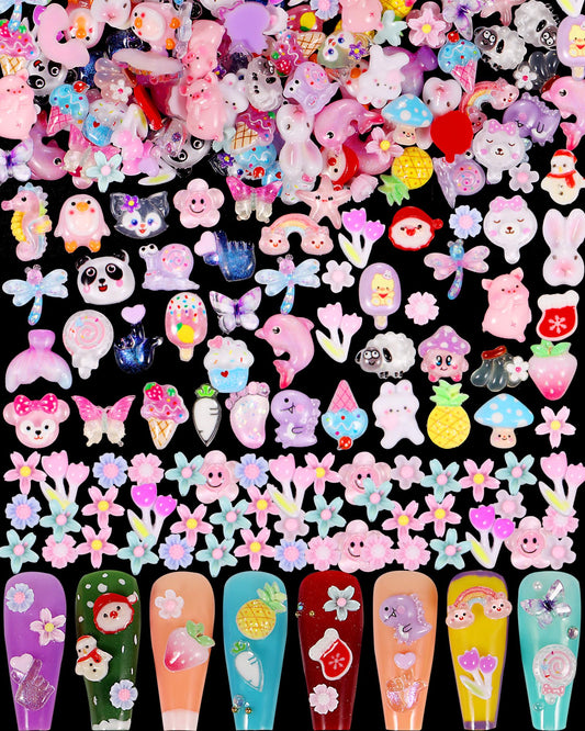 TAMHOO Pack of 250pcs Cute & Sweet 3D Nail Charms for Acrylic Nails, Perfect for Nail Art Decorations & DIY Accessories(Style F)
