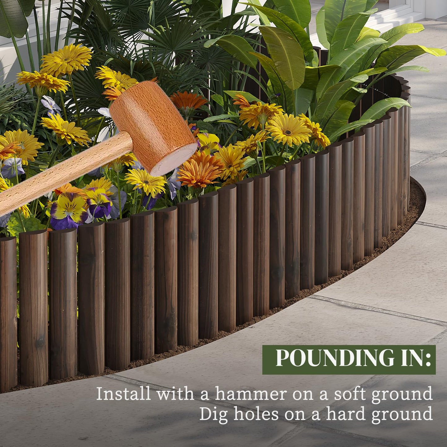 Garden Border Edging Landscape Edging Border Garden Edging Wooden Landscape Edging Wood Fence Decorative Garden Edging Lawn Edging Fence Flexible Garden Edging-15.7" H x 47.2" L (1PACK)