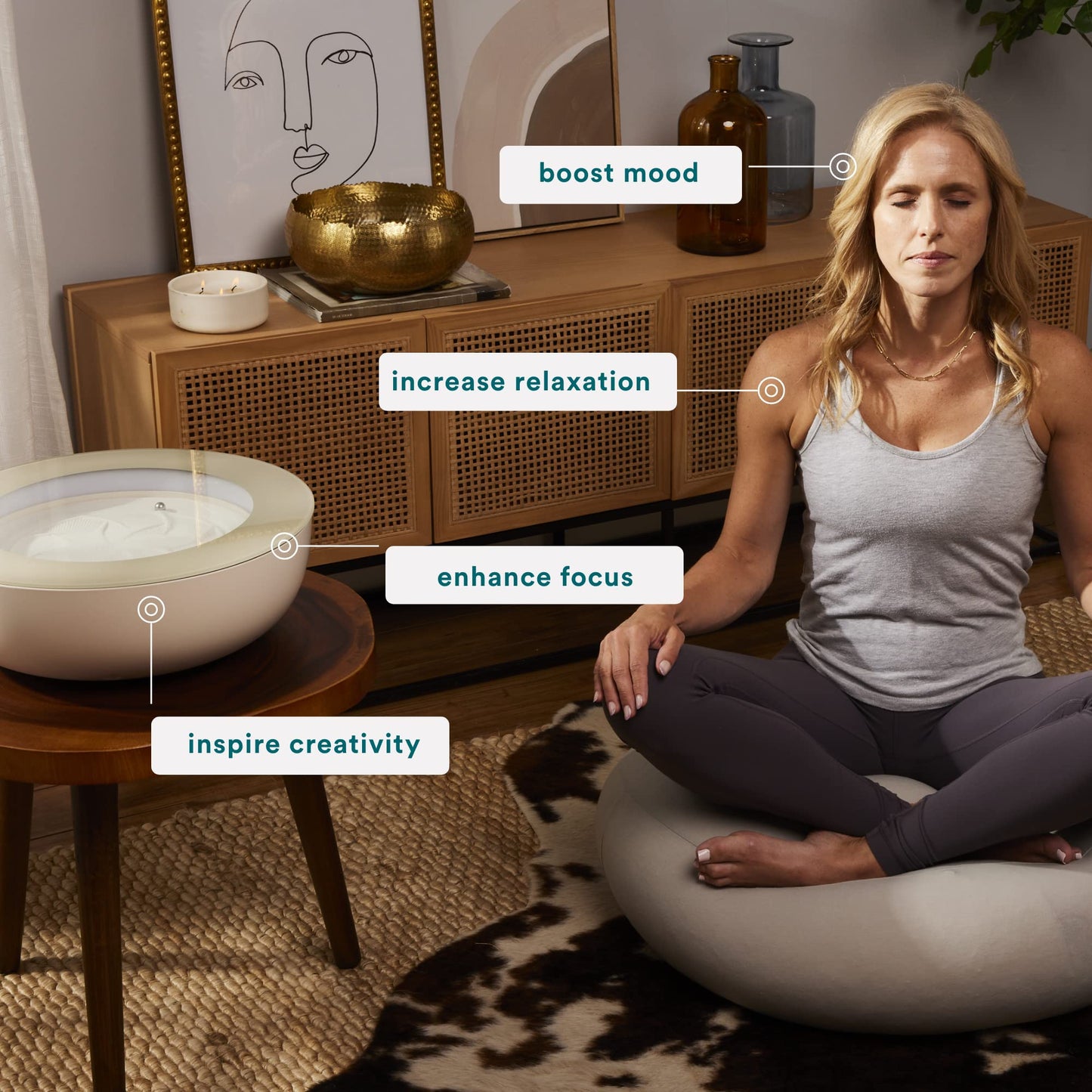 Homedics Drift Sandscape, Perpetual Motion Machine, Zen Garden, Meditation Accessories, Decorative Sandscape, Bluetooth, iOS, Android 16 Inch (Medium), Cream