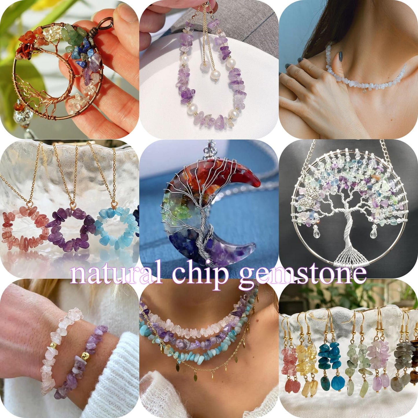 400Pcs Natural Chip Stone Beads for Jewelry Making Gold Sandstone & Blue Sandstone Pre-Drilled Irregular Healing Crystal Loose Beads for DIY Necklace Bracelet Earrings Ring Craft Supplies