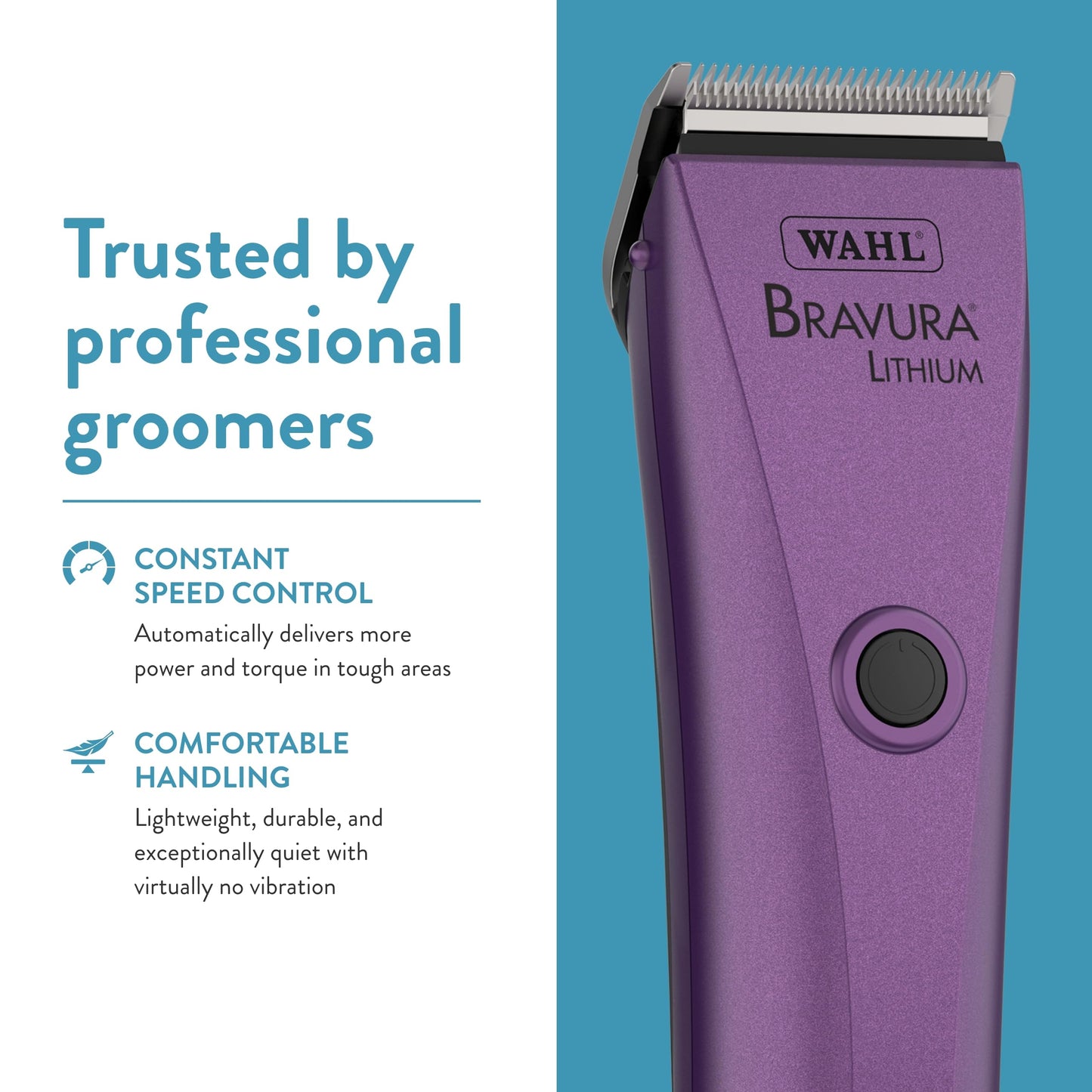 Wahl Professional Animal Bravura Pet, Dog, Cat, and Horse Corded/Cordless Clipper Kit, Purple (#41870-0423)