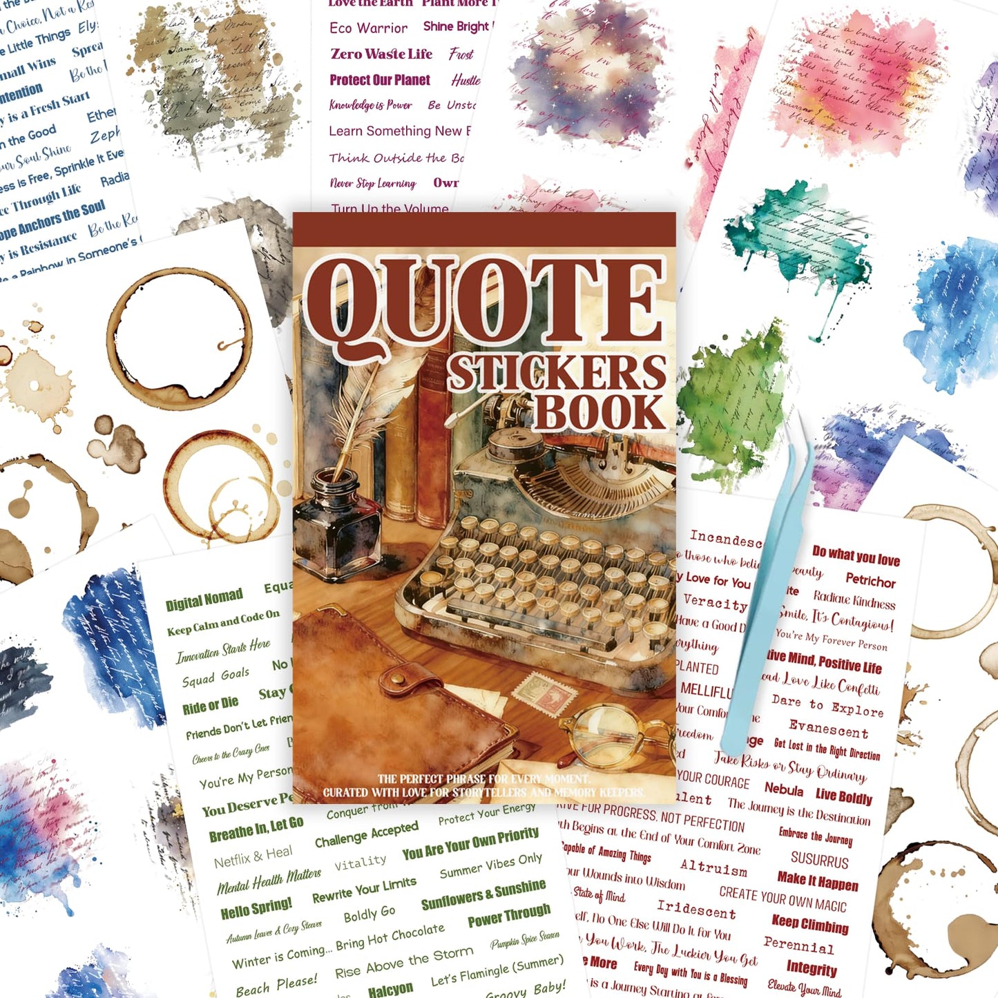 ZHIJIANHZ Transparent PET Quote Stickers, 48 Sheets 1100+ Pcs Scrapbook Supplies, Word Stickers for Journaling, Vision Board, Card Making, Junk Journal