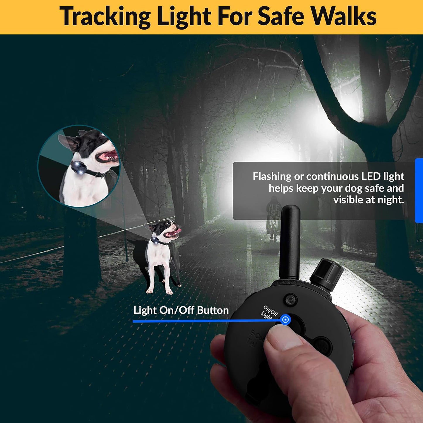 Educator ET-800 “The Boss” Dog Training E-Collar with Remote–1 Mile Range, 100 Levels Stimulation,Waterproof & Rechargeable–For Med & Lg Dogs 15 lbs+–Night Tracking Light, Expandable to 2 Dogs,Black