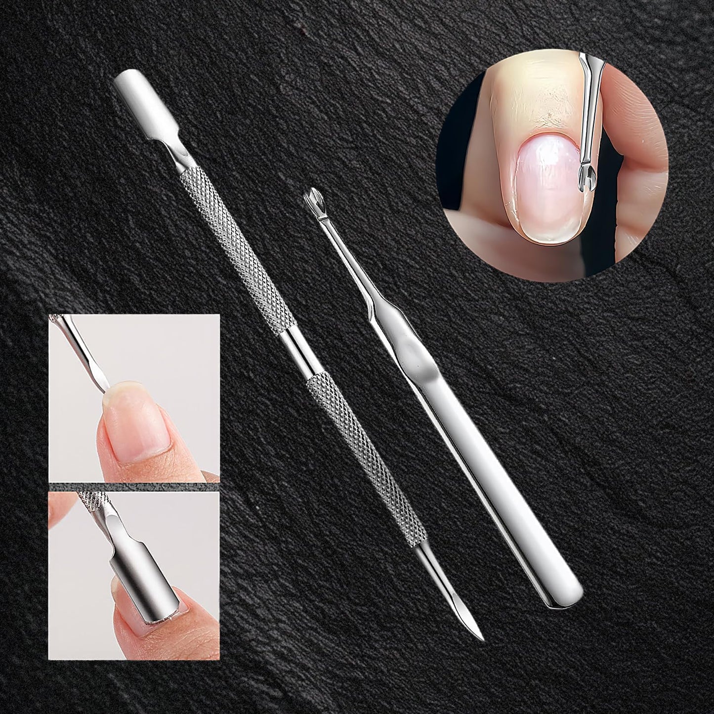 Cmetta Cuticle Nipper, Polished Coated Durable Trimmer with Pusher, Nail Clipper with Fine Edge, Comfort Grip Cuticle Cutter and Remover Tool Kit for Nail Care (Yellow+ Blue+ Pusher)